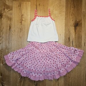 Mini Boden top Oilily girl pink polka dot twirl skirt size 116 5 6 petticoat